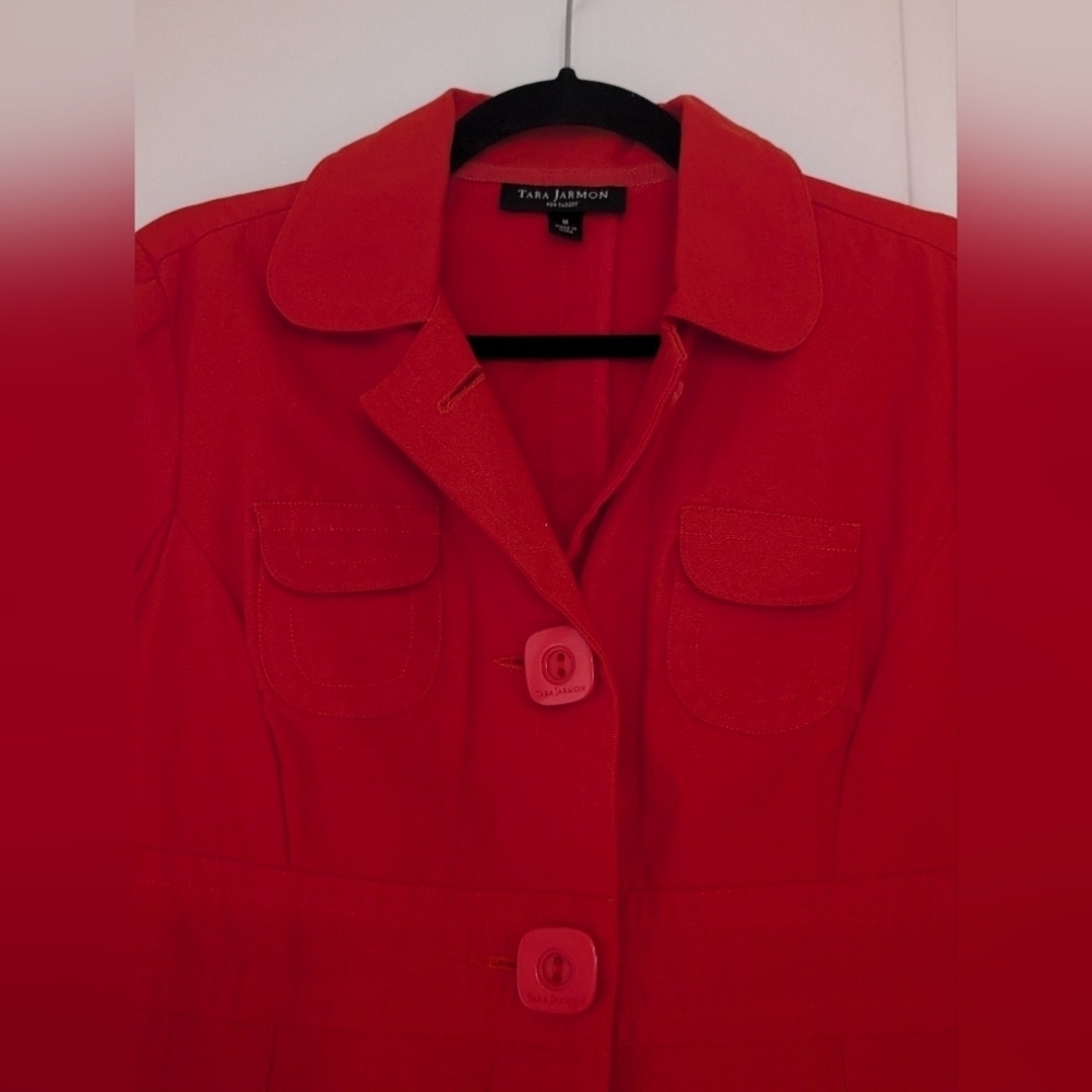 Tara Jarmon Vibrant Red Trench Coat NWOT - Picture 5 of 12
